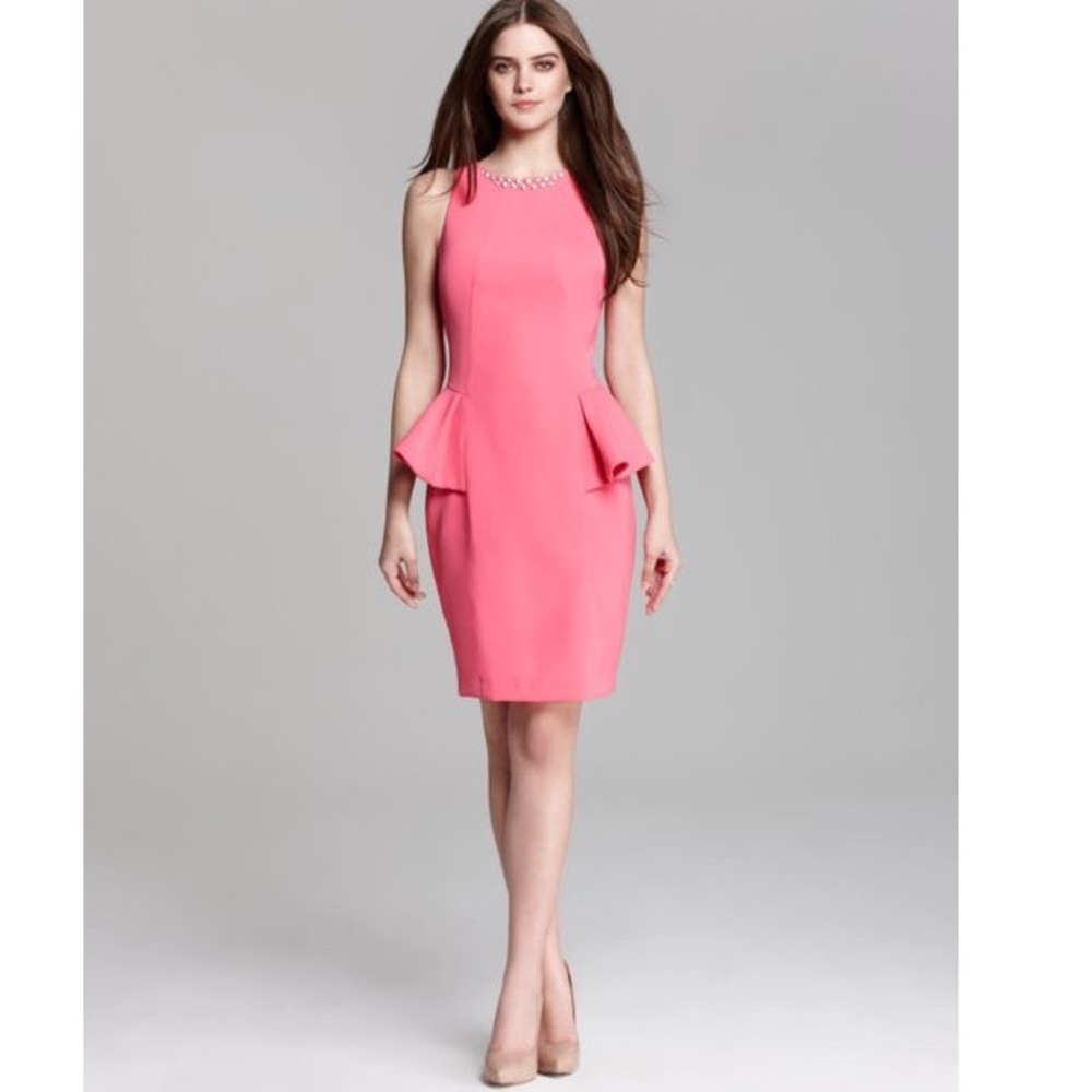 BARBIE Pink Rhinestone Embellished Fitted Peplum Dress